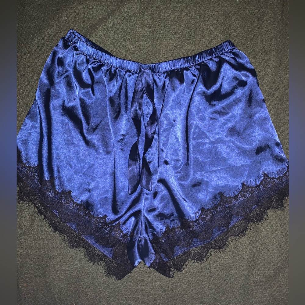 SHEIN Satin Contrast Lace Sleep Shorts 1XL(14)
